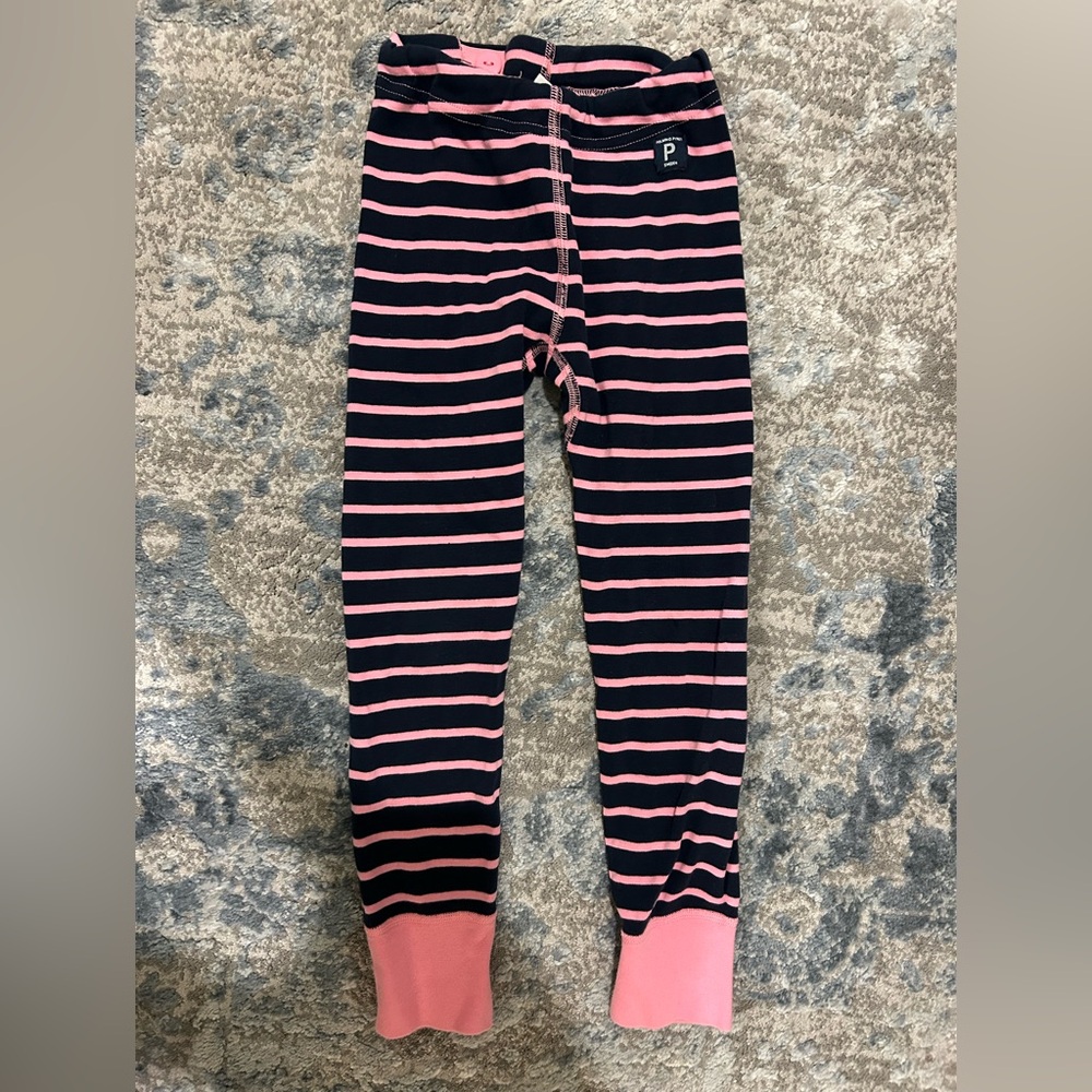 Polarn O Pyret GOTS Organic Cotton Striped Pink and Navy Knit Bottoms